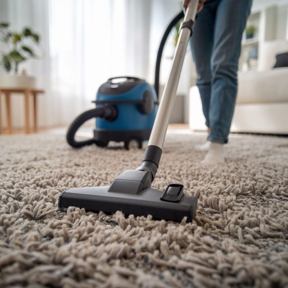 Odkurzanie dywanu shaggy