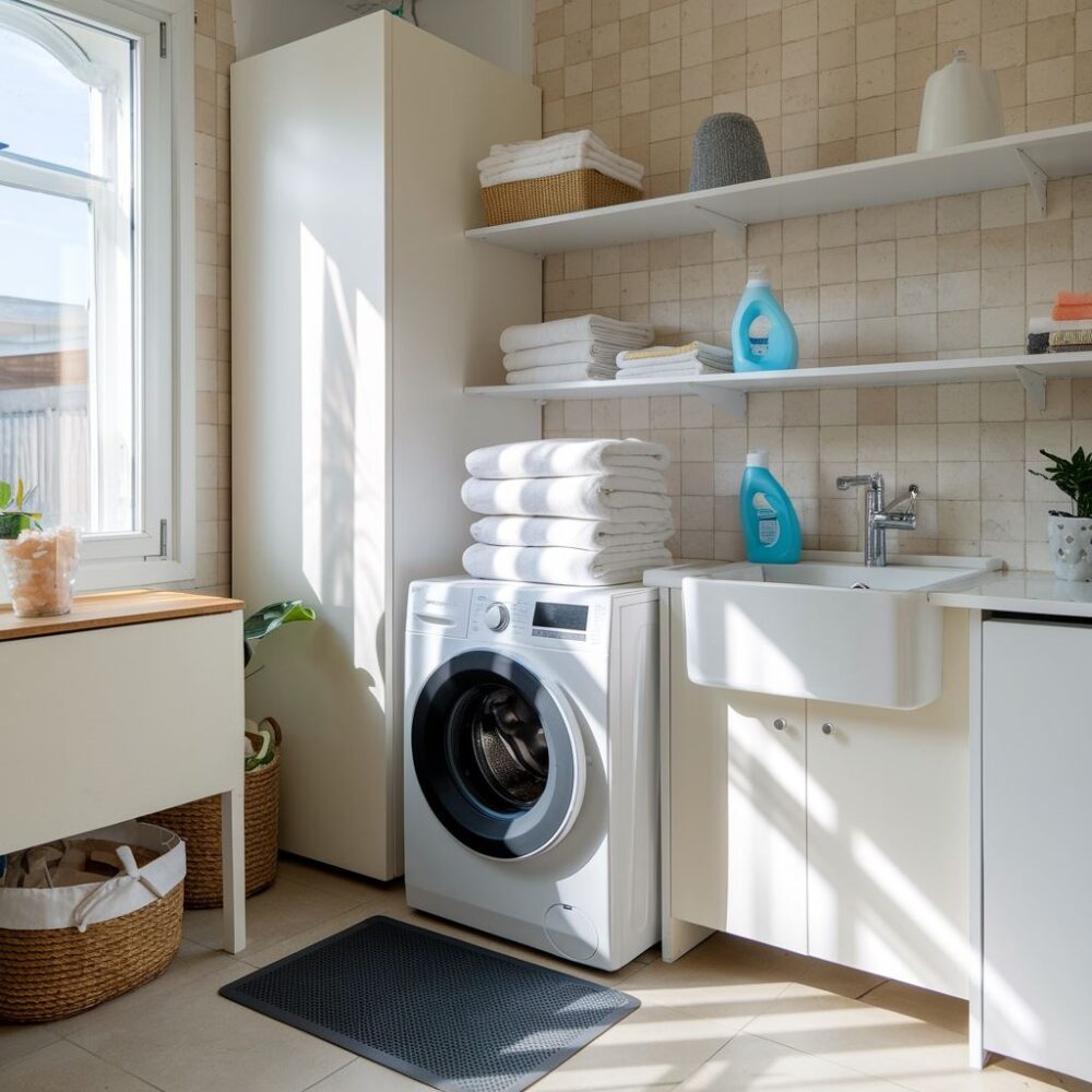 czysta pościel w pralce