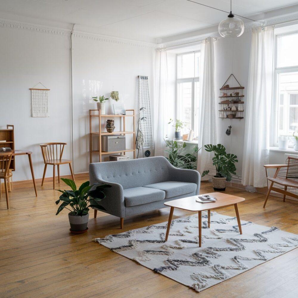 kanapa i dywan w aranżacji