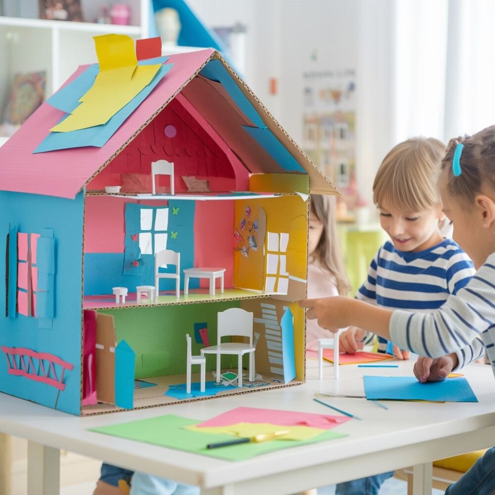 kartonowy domek dla lalek