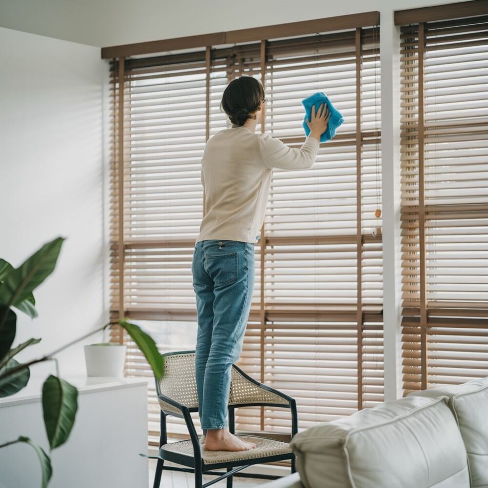 mikrofibra na żaluzjach
