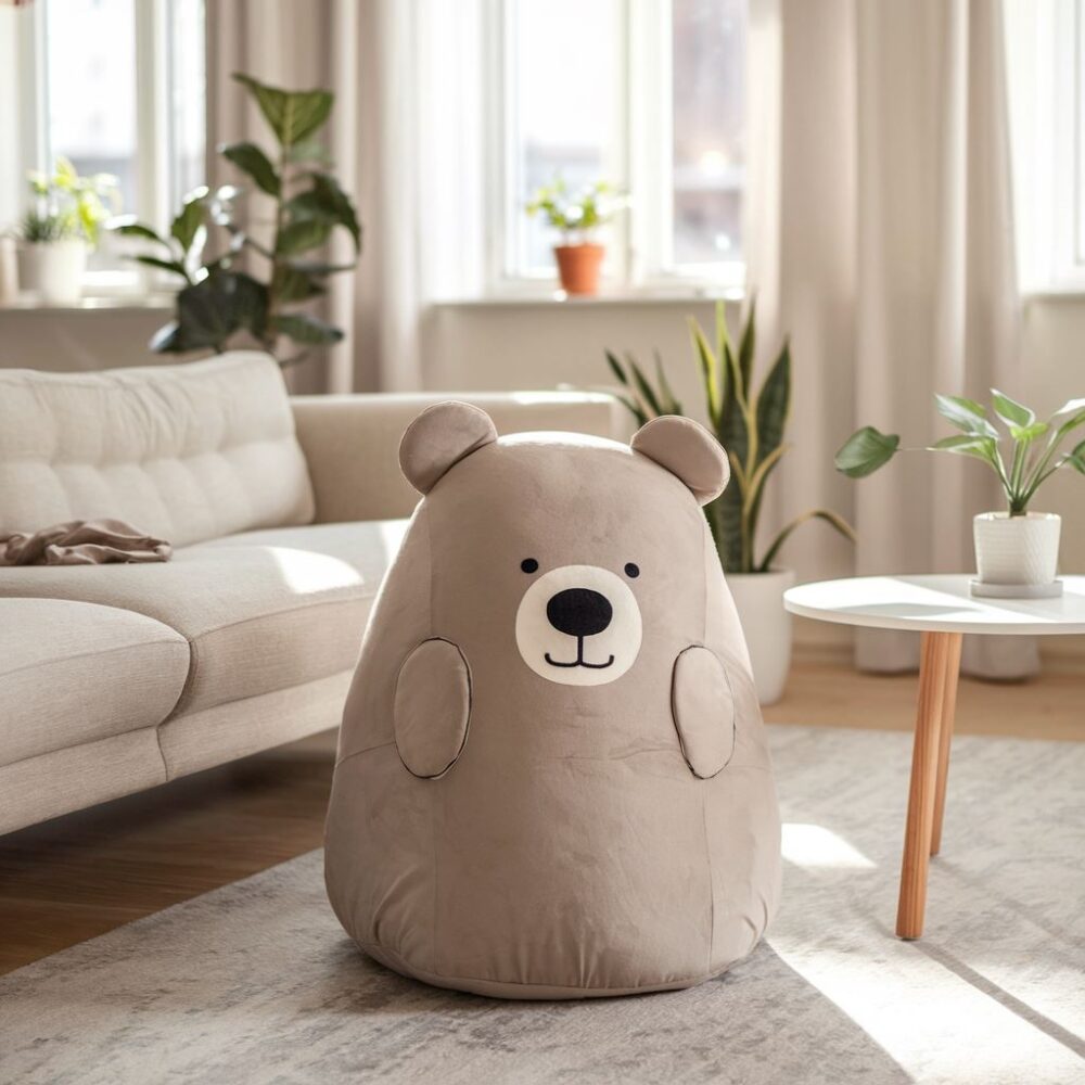 pluszowa pufa w kształcie misia