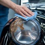 ręka czyści chrom miękką ściereczką