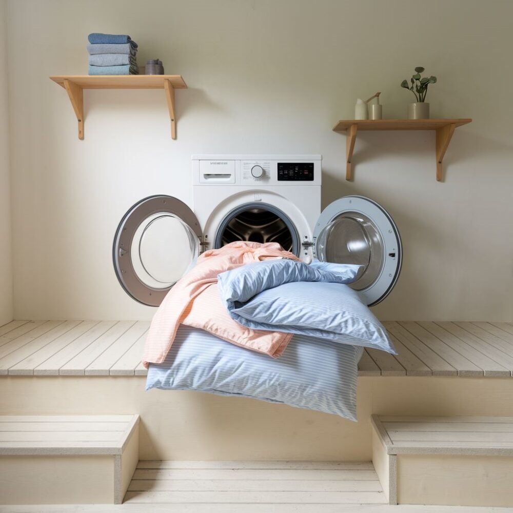 złożona pościel przed praniem