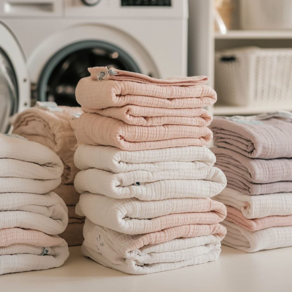 złożone pieluchy tetrowe